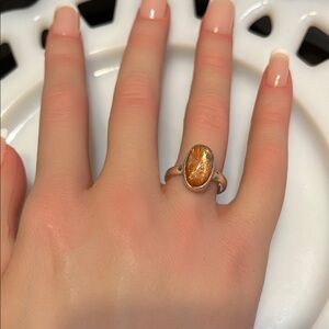 Sunstone gemstone sterling silver ring Size 8